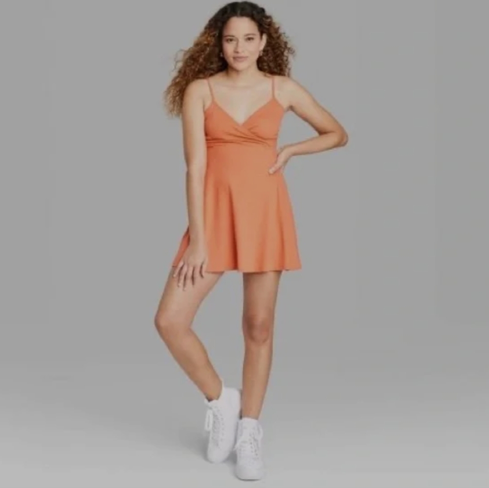 Wild Fable Women's Orange Knit Skater Dress Size M